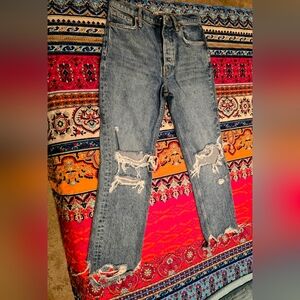 Free People Distressed Blue Womens Jeans Size 24 We The Free Denim Cutoffs